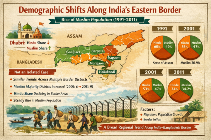 What does Census data show about India’s eastern border districts?